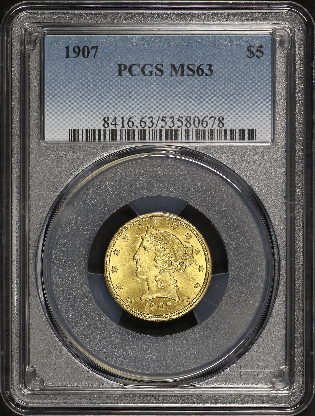 Obverse of this 1907 Liberty Head $5 PCGS MS-63