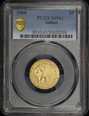 Obverse of this 1908 Indian $5 PCGS MS-61