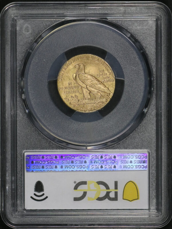 Reverse of this 1909 Indian $5 PCGS MS-63+ CAC