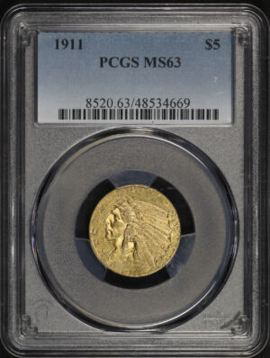 Obverse of this 1911 Indian $5 PCGS MS-63