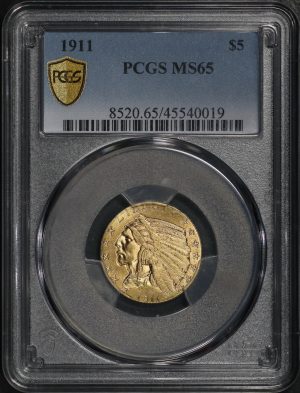 Obverse of this 1911 Indian $5 PCGS MS-65