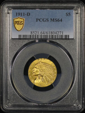 Obverse of this 1911-D Indian $5 PCGS MS-64