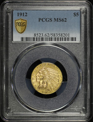 Obverse of this 1912 Indian $5 PCGS MS-62