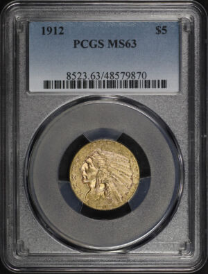 Obverse of this 1912 Indian $5 PCGS MS-63
