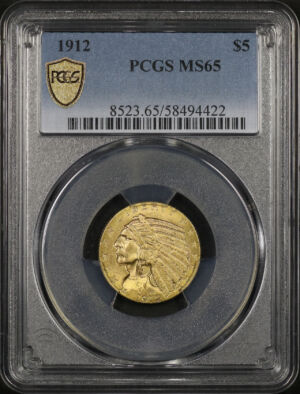 Obverse of this 1912 Indian $5 PCGS MS-65