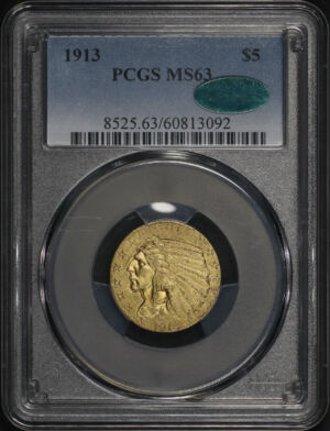 Obverse of this 1913 Indian $5 PCGS MS-63 CAC