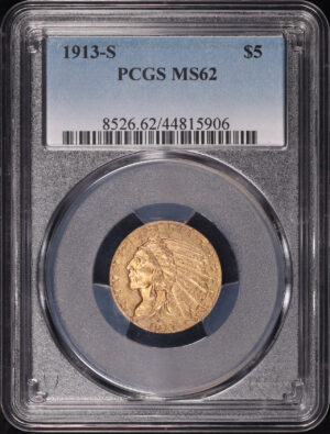 Obverse of this 1913-S Indian $5 PCGS MS-62