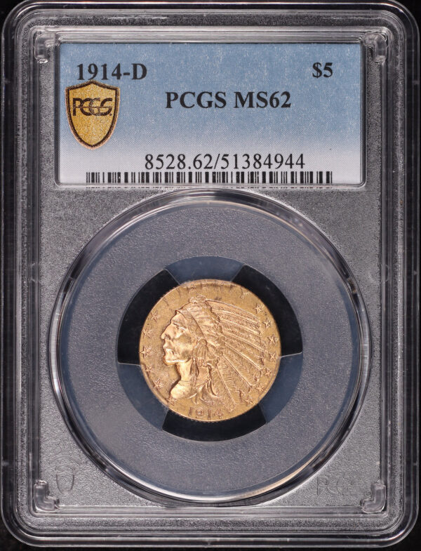 Obverse of this 1914-D Indian $5 PCGS MS-62