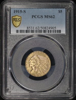 Obverse of this 1915-S Indian $5 PCGS MS-62
