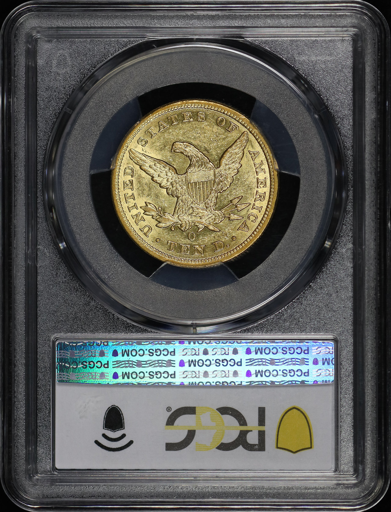 Reverse of this 1858-O Liberty Head $10 PCGS AU-58