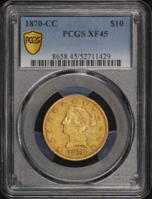 Obverse of this 1870-CC Liberty Head $10 PCGS XF-45