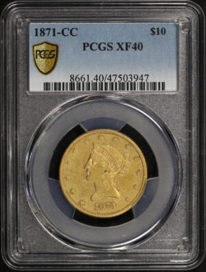 Obverse of this 1871-CC Liberty Head $10 PCGS XF-40