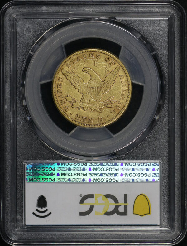 Reverse of this 1873-CC Liberty Head $10 PCGS VF-35
