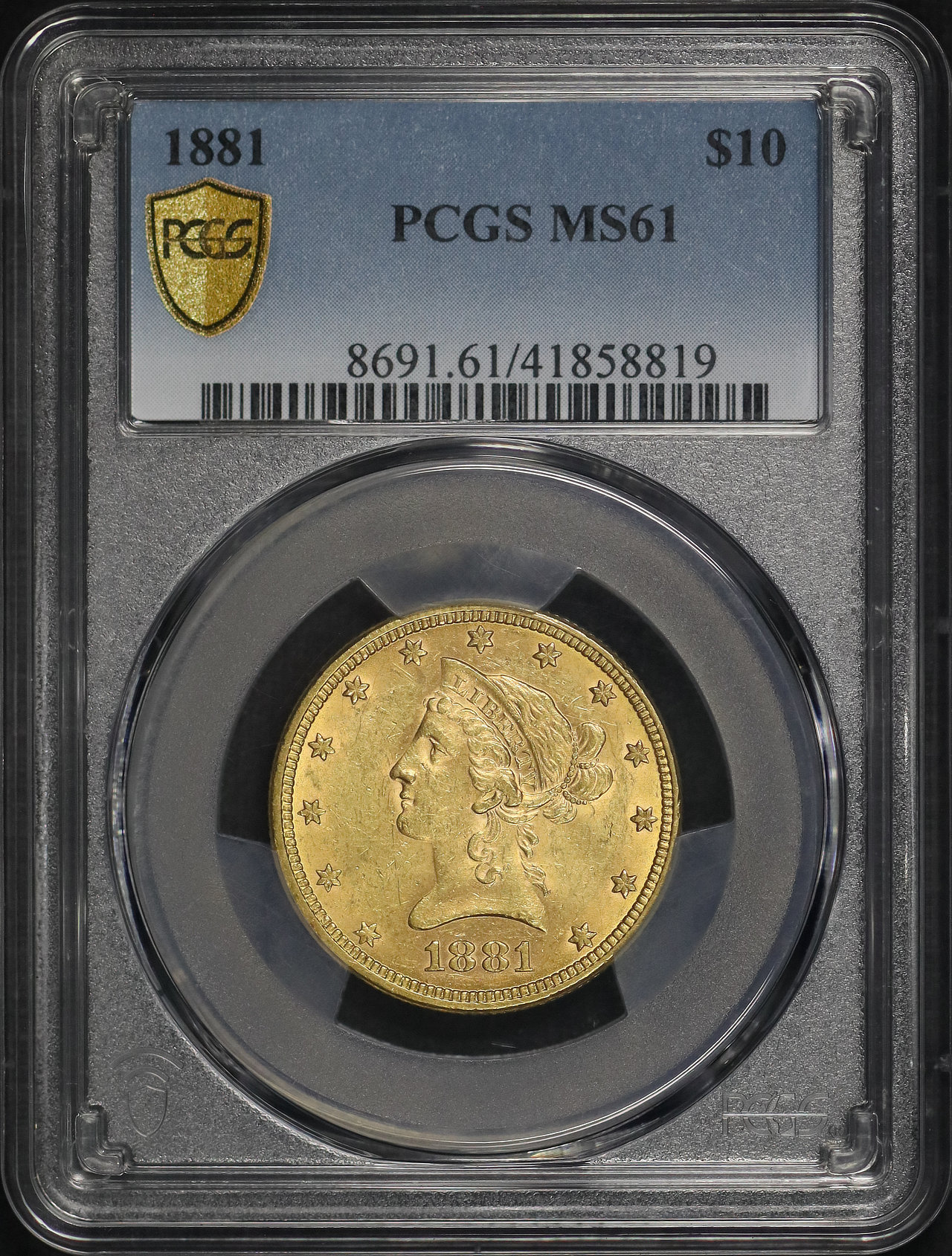 Obverse of this 1881 Liberty Head $10 PCGS MS-61