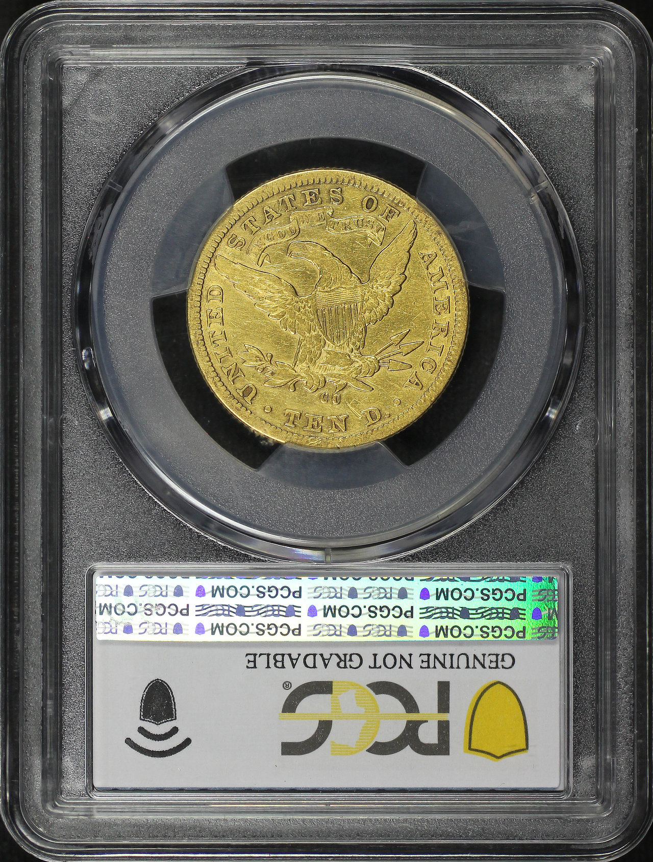 Reverse of this 1881-CC Liberty Head $10 PCGS VF Details Cleaned