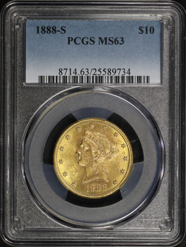 Obverse of this 1888-S Liberty Head $10 PCGS MS-63