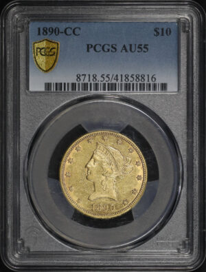 Obverse of this 1890-CC Liberty Head $10 PCGS AU-55