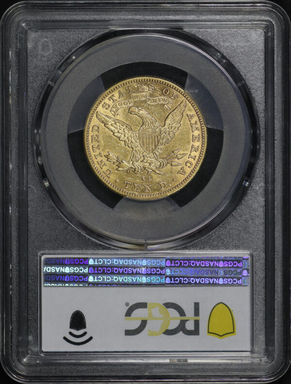 Reverse of this 1890-CC Liberty Head $10 PCGS AU-55