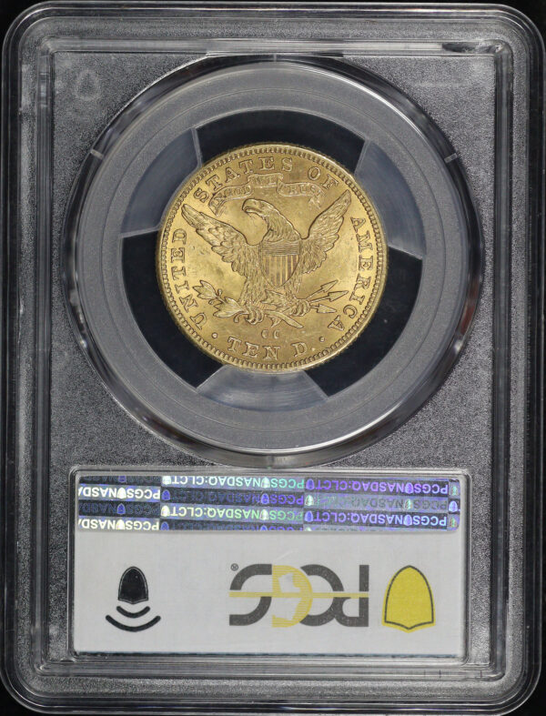 Reverse of this 1890-CC Liberty Head $10 PCGS AU-58 CAC