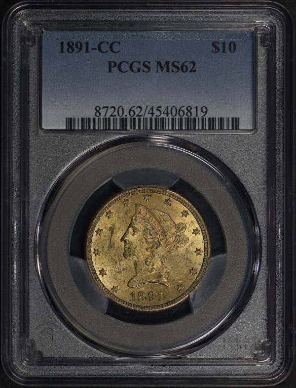 Obverse of this 1891-CC Liberty Head $10 PCGS MS-62