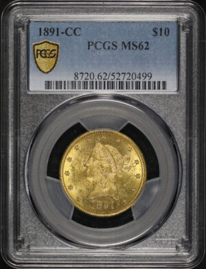 Obverse of this 1891-CC Liberty Head $10 PCGS MS-62