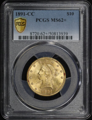 Obverse of this 1891-CC Liberty Head $10 PCGS MS-62+