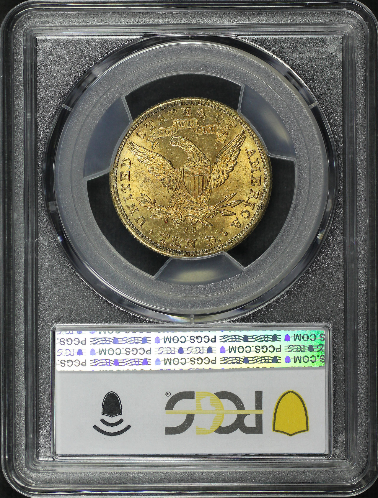 Reverse of this 1891-CC Liberty Head $10 PCGS MS-63