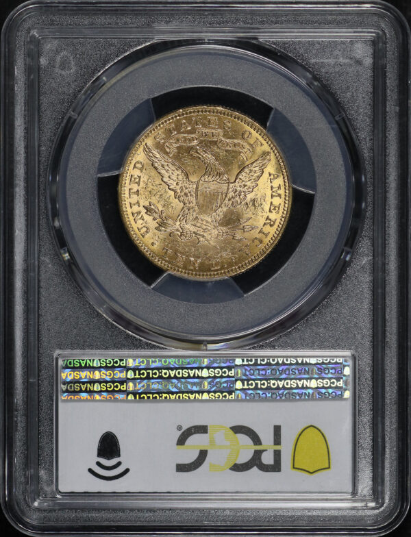 Reverse of this 1892 Liberty Head $10 PCGS MS-63+ CAC