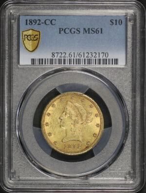 Obverse of this 1892-CC Liberty Head $10 PCGS MS-61