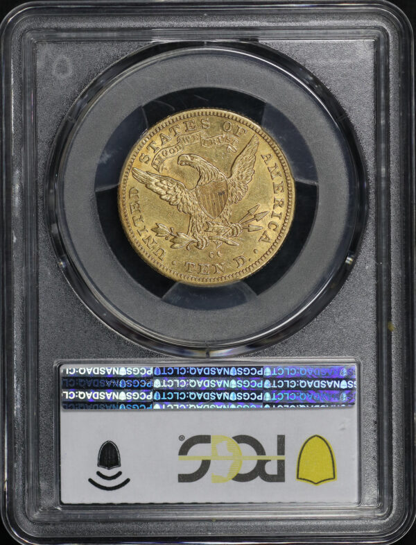 Reverse of this 1892-CC Liberty Head $10 PCGS AU-53