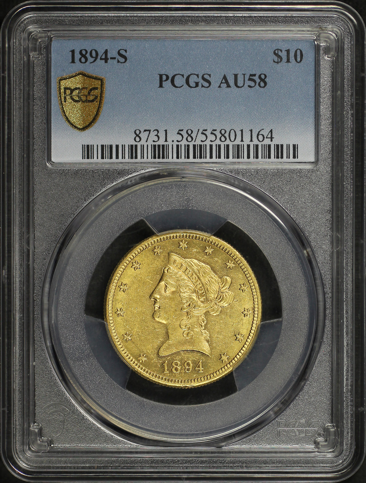 Obverse of this 1894-S Liberty Head $10 PCGS AU-58
