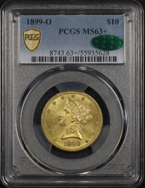 Obverse of this 1899-O Liberty Head $10 PCGS MS-63+ CAC