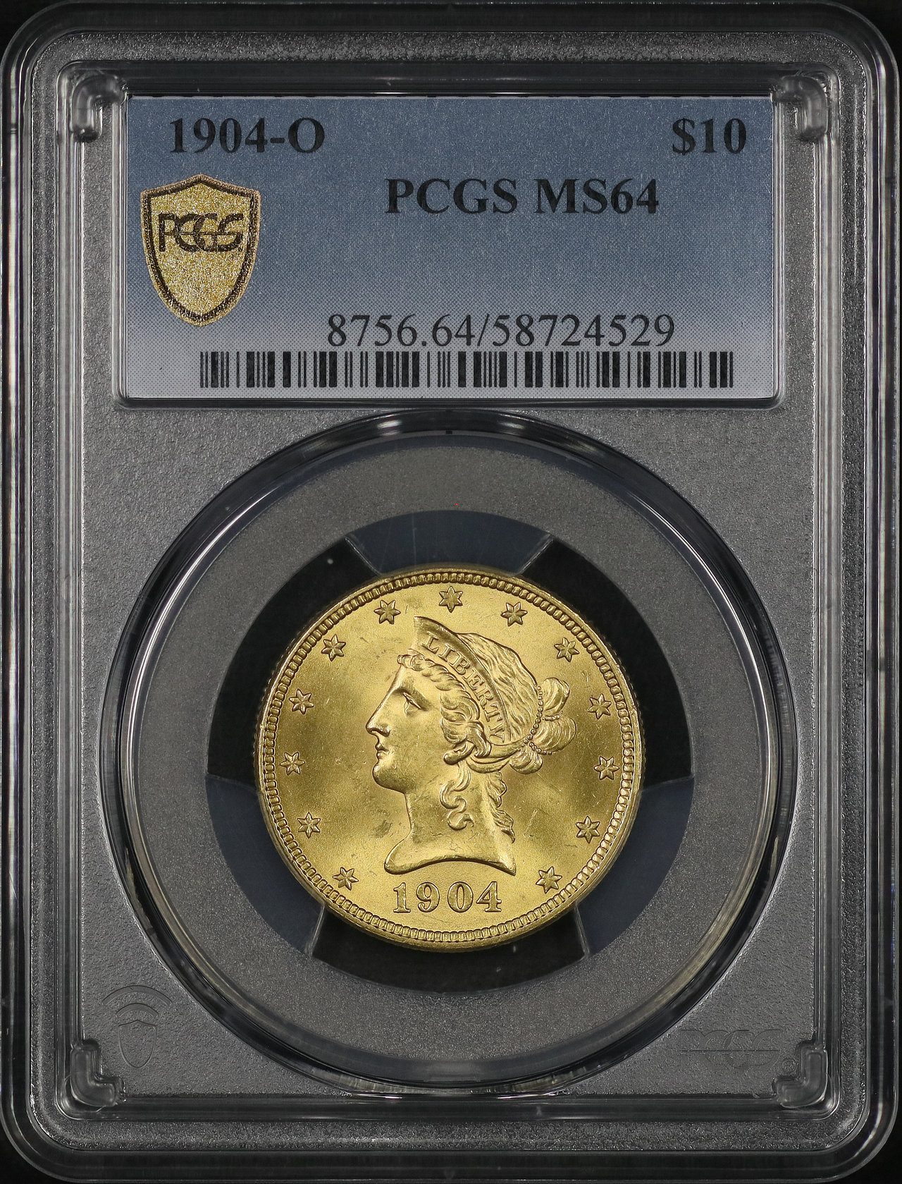 Obverse of this 1904-O Liberty Head $10 PCGS MS-64