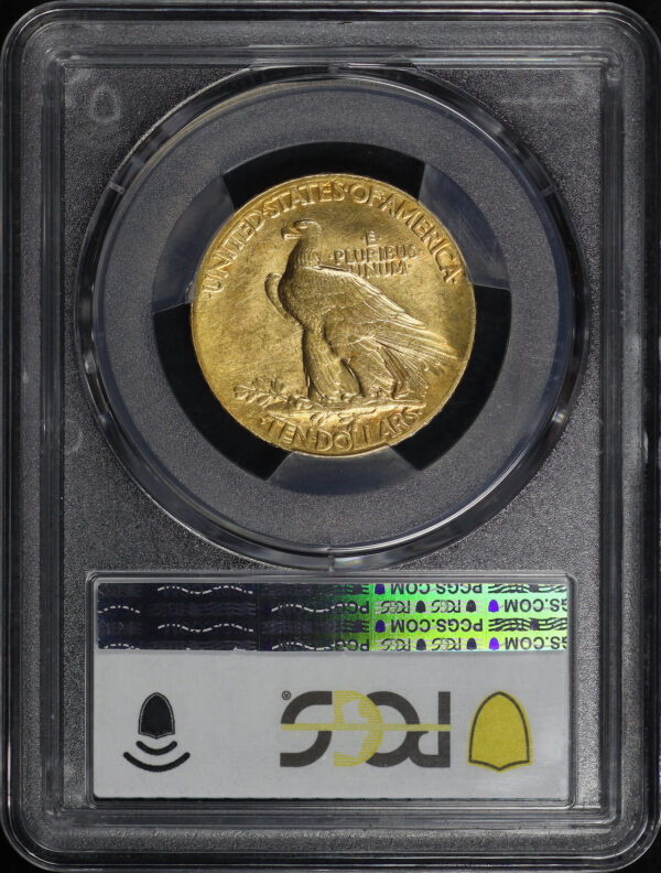 Reverse of this 1907 Indian $10 Indian, Wire Rim PCGS MS-63