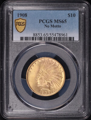 Obverse of this 1908 Indian $10 No Motto PCGS MS-65