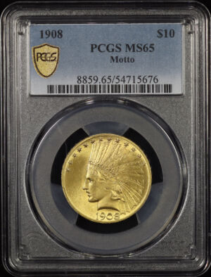 Obverse of this 1908 Indian $10 Motto PCGS MS-65