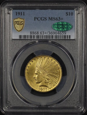 Obverse of this 1911 Indian $10 Motto PCGS MS-63+