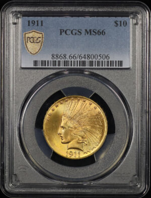 Obverse of this 1911 Indian $10 Motto PCGS MS-66