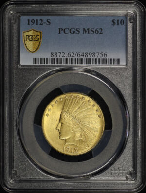 Obverse of this 1912-S Indian $10 Motto PCGS MS-62