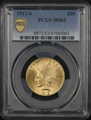 Obverse of this 1912-S Indian $10 Motto PCGS MS-63