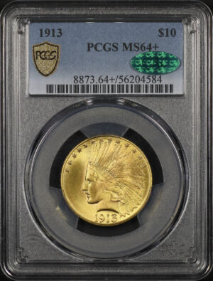 Obverse of this 1913 Indian $10 Motto PCGS MS-64+ CAC