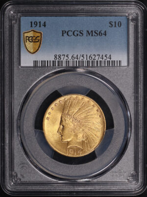Obverse of this 1914 Indian $10 Motto PCGS MS-64