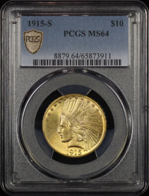 Obverse of this 1915-S Indian $10 Motto PCGS MS-64