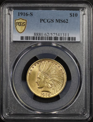 Obverse of this 1916-S Indian $10 Motto PCGS MS-62
