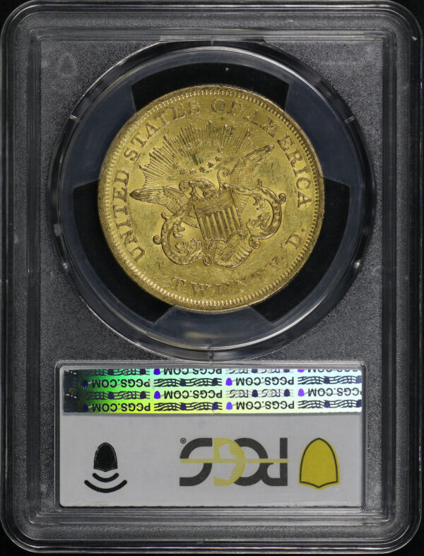 Reverse of this 1851 Liberty Head $20 Type 1 PCGS AU-55 CAC