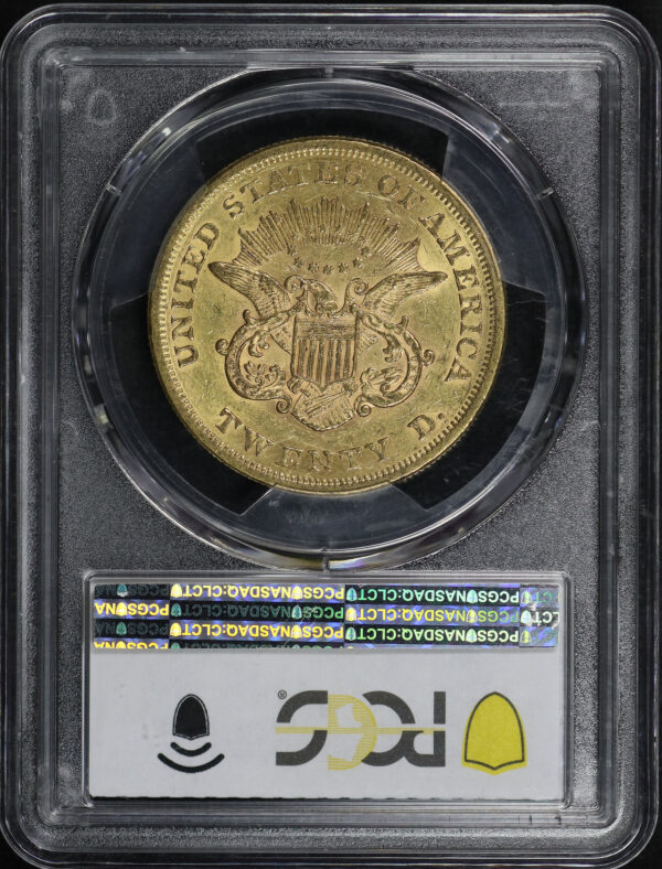 Reverse of this 1865 Liberty Head $20 Type 1 PCGS AU-58