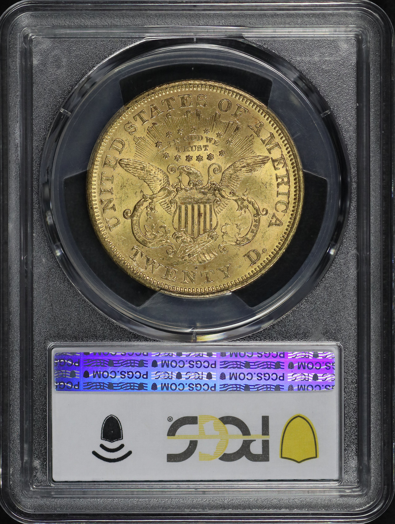 Reverse of this 1871-S Liberty Head $20 PCGS MS-61