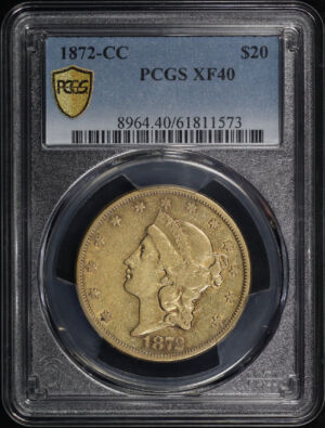 Obverse of this 1872-CC Liberty Head $20 PCGS XF-40