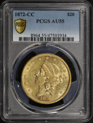 Obverse of this 1872-CC Liberty Head $20 PCGS AU-55
