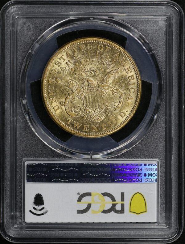 Reverse of this 1872-CC Liberty Head $20 PCGS AU-55